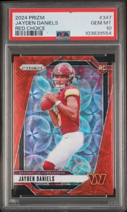 2024 PANINI PRIZM RED CHOICE #347 JAYDEN DANIELS 2/20 PSA 10 - Image 1