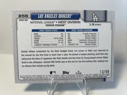 2026 Topps MLB Series 1 Dodgers Team Featuring Shohei Ohtani Green Diamante /99 - Image 2