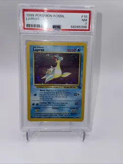 1999 POKEMON FOSSIL #10 LAPRAS-HOLO PSA 7 - Image 1