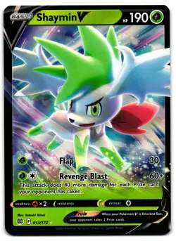 Shaymin V 013/172 - Brilliant Stars Rare V Pokemon TCG Holo - M/LP Card - Image 1