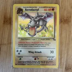 Pokemon TCG Aerodactyl Fossil unlimited Holo Rare 1/62 60 HP Card - Image 1