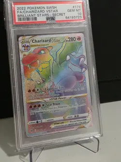 2022 Pokemon SWSH Brilliant Stars FA Charizard VStar Secret Rare 174/172 PSA 10 - Image 3