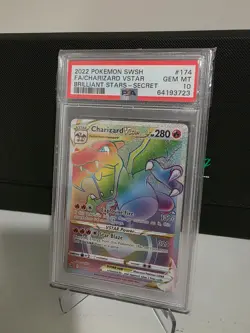 2022 Pokemon SWSH Brilliant Stars FA Charizard VStar Secret Rare 174/172 PSA 10 - Image 4