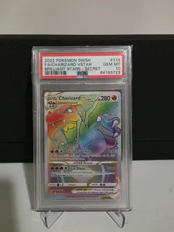 2022 Pokemon SWSH Brilliant Stars FA Charizard VStar Secret Rare 174/172 PSA 10 - Image 5