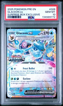 2025 POKEMON PRE EN-PRISMATIC EVOLUTIONS #026 GLACEON EX PSA 10 - Image 1