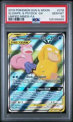Pokemon Slowpoke & Psyduck GX Unified Minds Full Alt Art #218 PSA 10 Gem Mint - Image 1