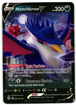 Honchkrow V 088/172 - 🌊 Brilliant Stars V Rare Pokemon TCG Holo 🖤 - LP - Image 1