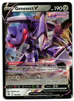 Genesect V 185/264 - 🌊 Fusion Strike V Rare Pokemon TCG Holo 🖤 - LP - Image 1