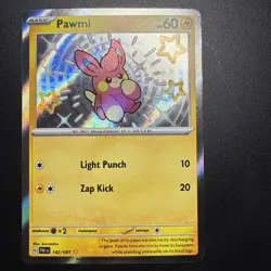 Pawmi 142/091 SV: Pokemon Paldean Fates Baby Shiny Rare Holo - Image 1