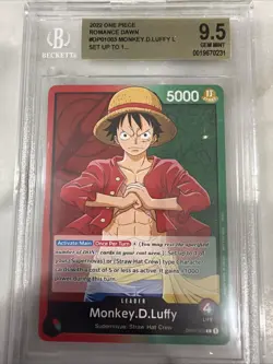 Monkey D Luffy BGS 9.5 Pristine One Piece OP01-003 Leader Romance Dawn - Image 1