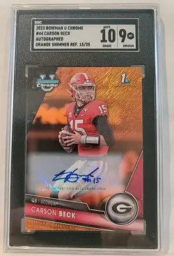 2023 Bowman U Chrome CARSON BECK Auto Orange Shimmer Ref./25 - Image 1