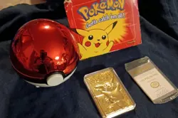 1999 Burger King Pokemon 23K Gold-Plated PIKACHU Trading Card Open Box Sealed - Image 1