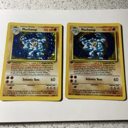 Pokemon TCG 2 Card lot Machamp 1st Edition Holo Base Set MP - Image 1