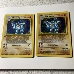 Pokemon TCG 2 Card lot Machamp 1st Edition Holo Base Set MP - Image 2