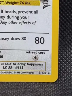 CHANSEY 3/130 (Exc-LP) Holo Rare Base Set 2 2000 - Pokemon Card WOTC - Image 5