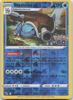Blastoise Holo Rare Reverse Holofoil Pokemon GO 017/078 NM - Image 1
