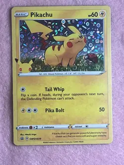 Pikachu SWSH039 SWSH: Sword & Shield Black Star Promo Pokemon Holo Card NM MINT - Image 1