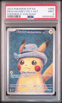 2023 POKEMON SVP EN-SV BLACK STAR PROMO #085 PIKACHU WITH GREY FELT HAT PSA 9 - Image 1