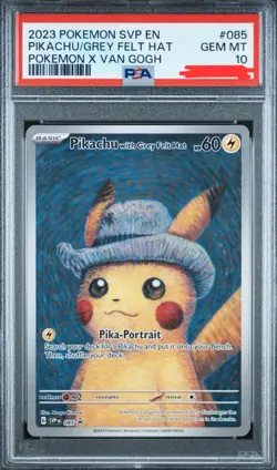 2023 POKEMON SVP EN-SV BLACK STAR PROMO #085 PIKACHU WITH GREY FELT HAT PSA 10!! - Image 1