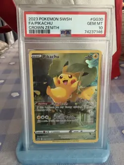 2023 POKEMON SWORD & SHIELD CROWN ZENITH #GG30 FULL ART/PIKACHU PSA 10 - Image 1