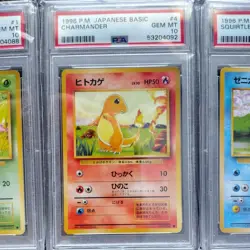 1996 POKEMON JAPANESE SQUIRTLE CHARMANDER BULBASAUR PSA 10 GEM MINT SET - Image 3