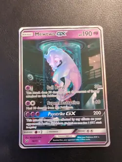 1x Pokemon Mewtwo GX Secret Rare 78/73 Shining Legends Damaged - Image 1