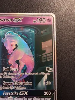 1x Pokemon Mewtwo GX Secret Rare 78/73 Shining Legends Damaged - Image 4