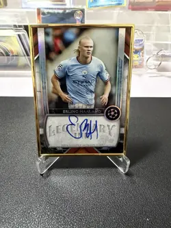 2022-23 Topps Museum Erling Haaland Jersey Number On Card Auto Gold Frame 9/25 - Image 1