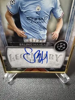 2022-23 Topps Museum Erling Haaland Jersey Number On Card Auto Gold Frame 9/25 - Image 2