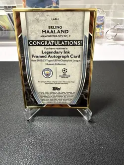 2022-23 Topps Museum Erling Haaland Jersey Number On Card Auto Gold Frame 9/25 - Image 3