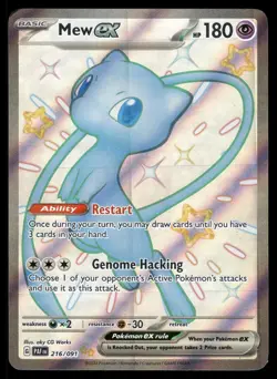 Mew ex 216/091 Shiny Ultra Rare Paldean Fates Pokemon NM (Faint print lines) - Image 1