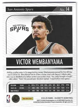 2024-25 Panini Silhouette Victor Wembanyama Holo Gold #'ed 05/10 SP Spurs MVPUU - Image 2