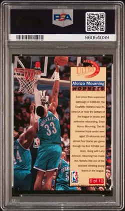 1992 Fleer Ultra #6 All Rookie Series Alonzo Mourning PSA 10 - Image 2
