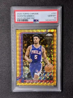 2025-26 Topps Chrome - Quentin Grimes #197 Gold Geometric 05/50, PSA 10 - Image 1