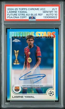 2024 Topps Chrome Future Stars Blue Ref Lamine Yamal AUTO /150 #FSA-LY PSA 10 - Image 1