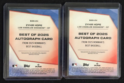 (2) ZYHIR HOPE 2025 BOWMAN'S BEST BASEBALL BEST OF 2025 AUTO RC LA DODGERS - Image 2