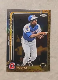 2025 Topps Chrome Gilded Collection Refractor #100 Hank Aaron #/99 Braves HOF - Image 1