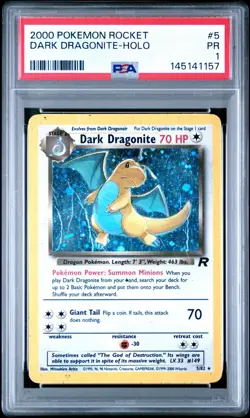 Pokemon Dark Dragonite Holo Rare Team Rocket 2000 5/82 PSA 1 - Image 1
