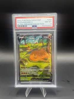 PSA 8 NM-MINT Charizard V SWSH260 FULL ART HOLO PROMO Pokemon Card - Image 1