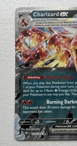 Pokemon Charizard EX Holo Double Rare Card - 125/197 - Obsidian Flames - MINT - Image 2