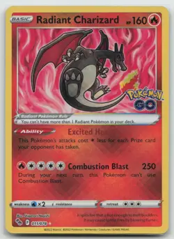 Pokemon - Radiant Charizard 011/078 Radiant Rare Holo - Pokemon GO - NM - Image 1