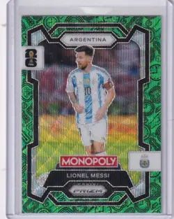 2026 Panini Prizm Monopoly FIFA World Cup Lionel Messi GREEN WAVE Card #1 - Image 1