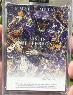 Wild Card Matte Metal Artist Proof 1/1 Justin Jefferson Football 2026 #MMAPPLa1… - Image 5