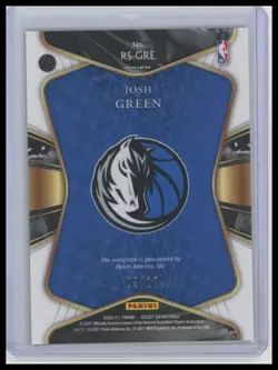 2020-21 Panini Select Josh Green Gold Rookie Auto /10 #RS-GRE Mavericks Hornets - Image 2