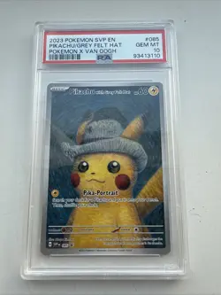 Pokemon Pikachu TCG Van Gogh Museum Promo Grey Felt Hat SVP085 PSA 10 - Image 1