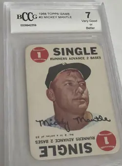 MICKEY MANTLE 1968 TOPPS GAME #2 NY YANKEES HOF BECKETT GRADED BCCG 7 - Image 2