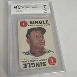 MICKEY MANTLE 1968 TOPPS GAME #2 NY YANKEES HOF BECKETT GRADED BCCG 7 - Image 3