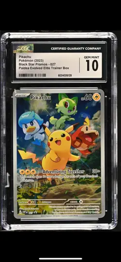 CGC 10 GEM MINT Pikachu 027 Black Star Promo Holo Pokemon Paldea Evolved ETB - Image 1