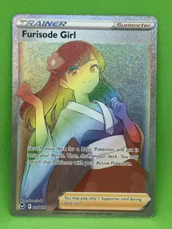 Furisode Girl 205/195 - NM - Pokemon Silver Tempest - Rainbow Secret Rare - Image 1