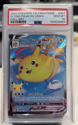 2021 Pokemon PSA 10 Celebrations Flying PIKACHU Vmax Full Art 007/025 - Image 1